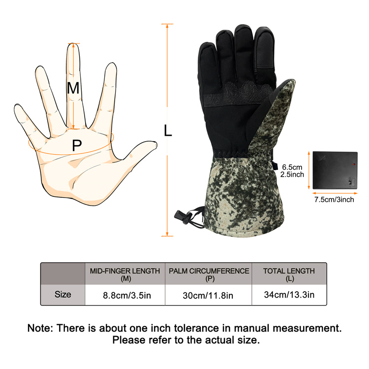 Custom Hand Warmer Camouflage Heated Gloves for Cycling Skiing