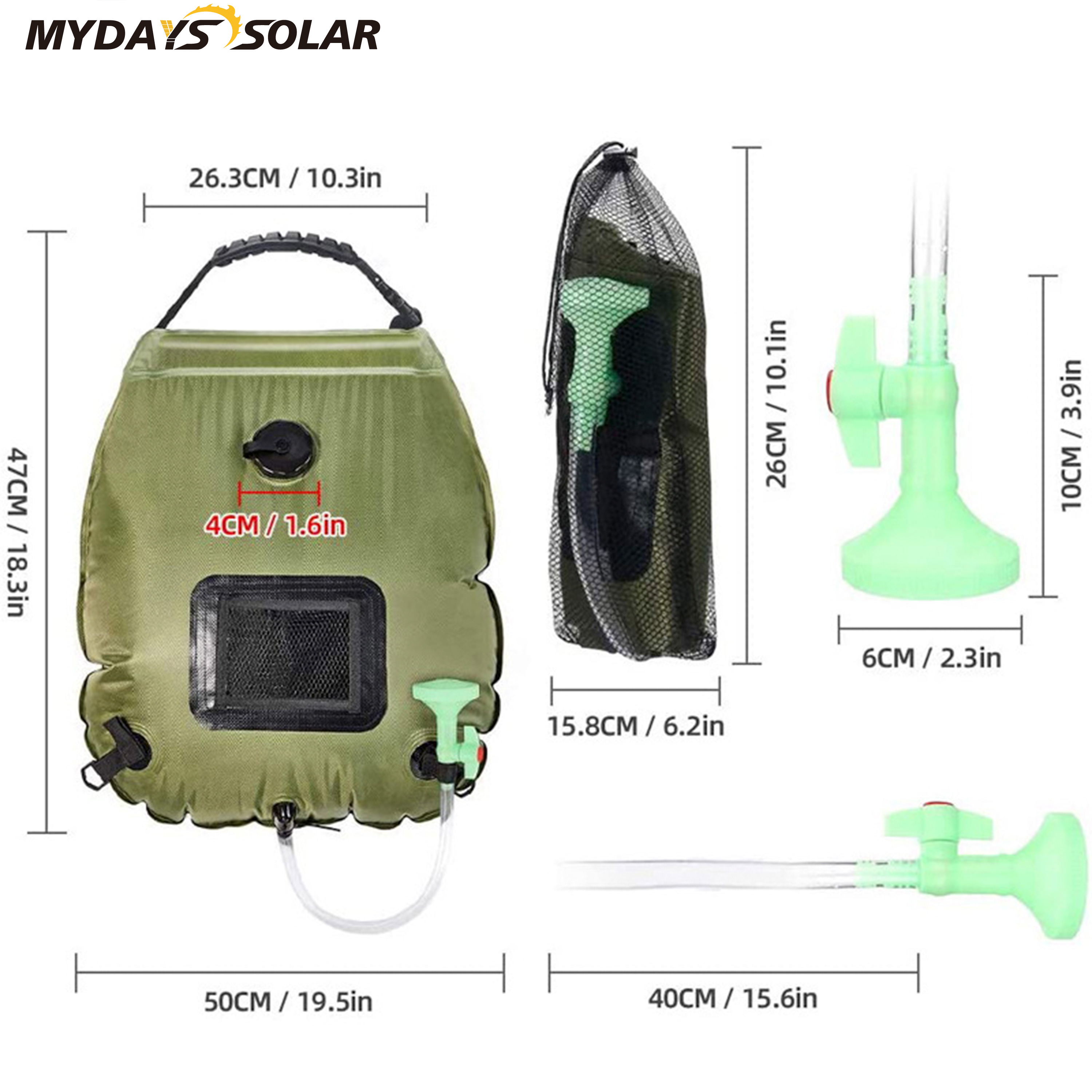 20L Solar Heating PVC Waterproof Removable Hose On Off Switchable Head Shower Bag MDSW-1007