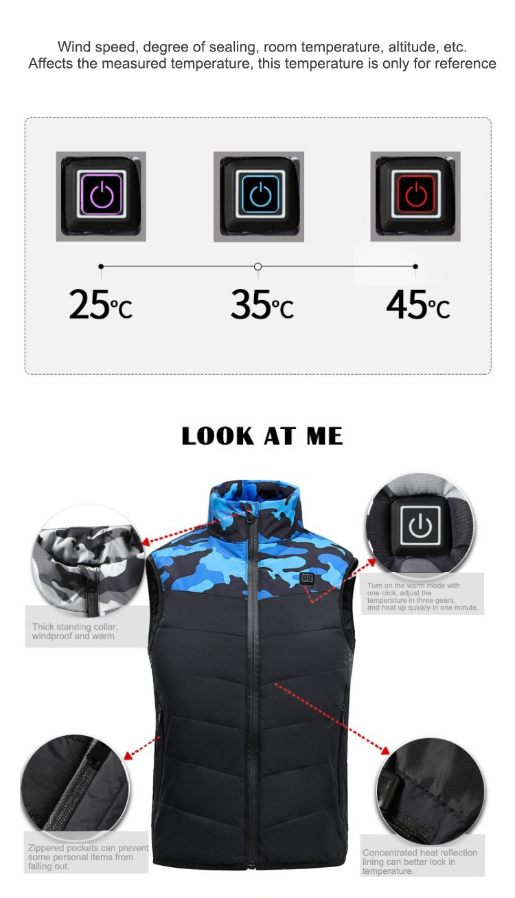 Mens Rechargeable Heated Vest Warm Up With A Heated Vest And Power