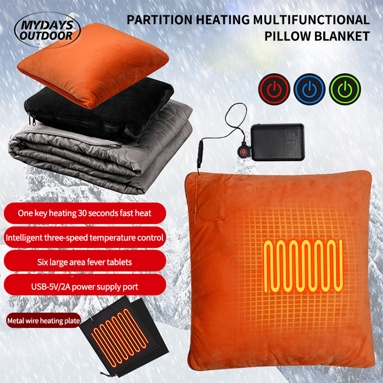 Custom Lightweight Foldable Blanket and Portable Heating Pillow Blanket MTECB008